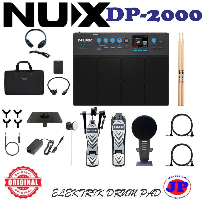 Nux DP2000 Digital Percussion Drum Pad Paket A Kick Pad Kick Hihat Pedal DP-2000