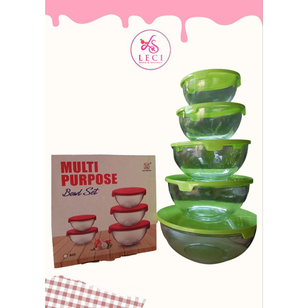 Mangkok Kaca Kaca 5 in 1 Mangkok Kaca Set