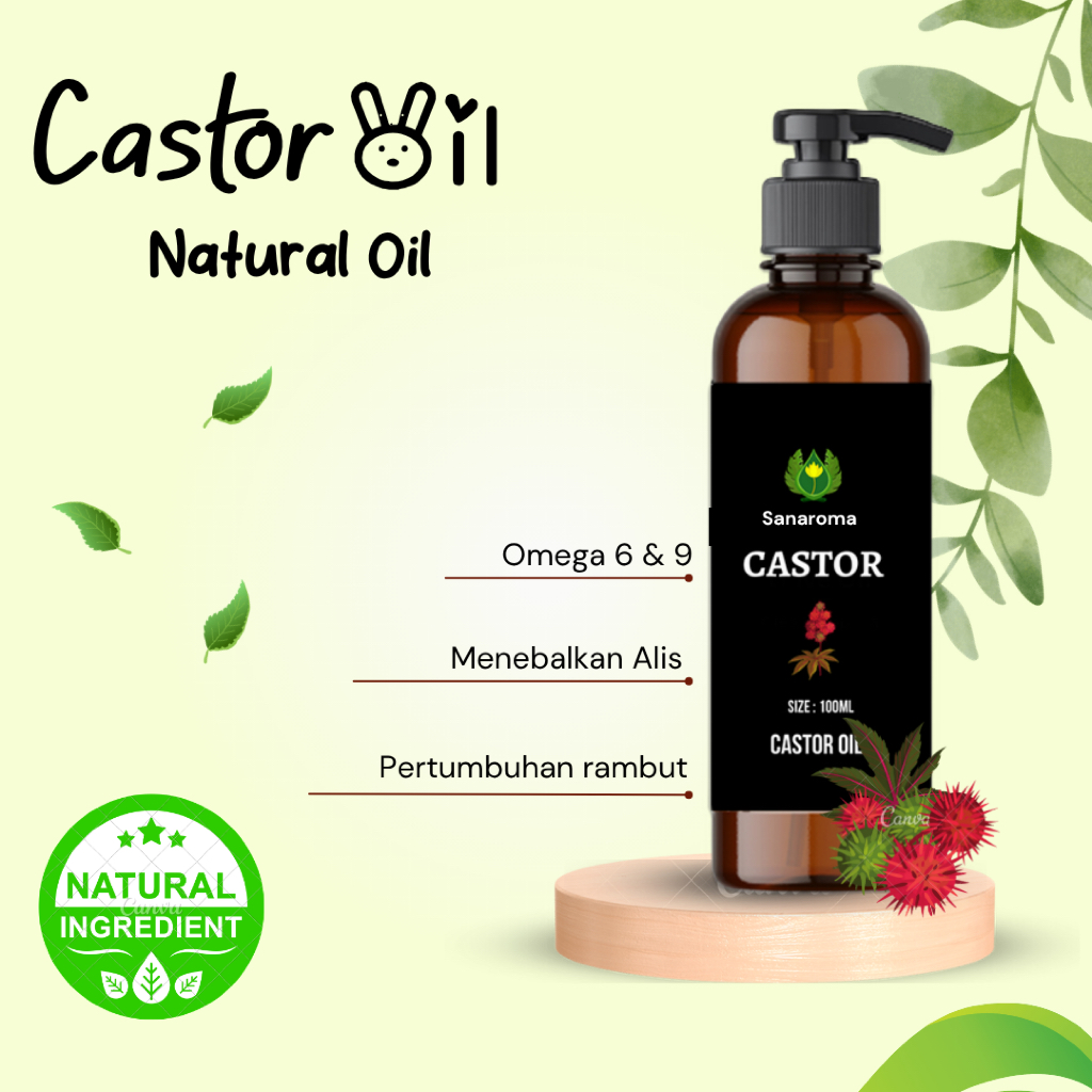 Sanaroma Castor Oil Minyak Jarak Carrier Oil Perawatan Rambut Rontok Kulit Kering Anti Aging 100ml