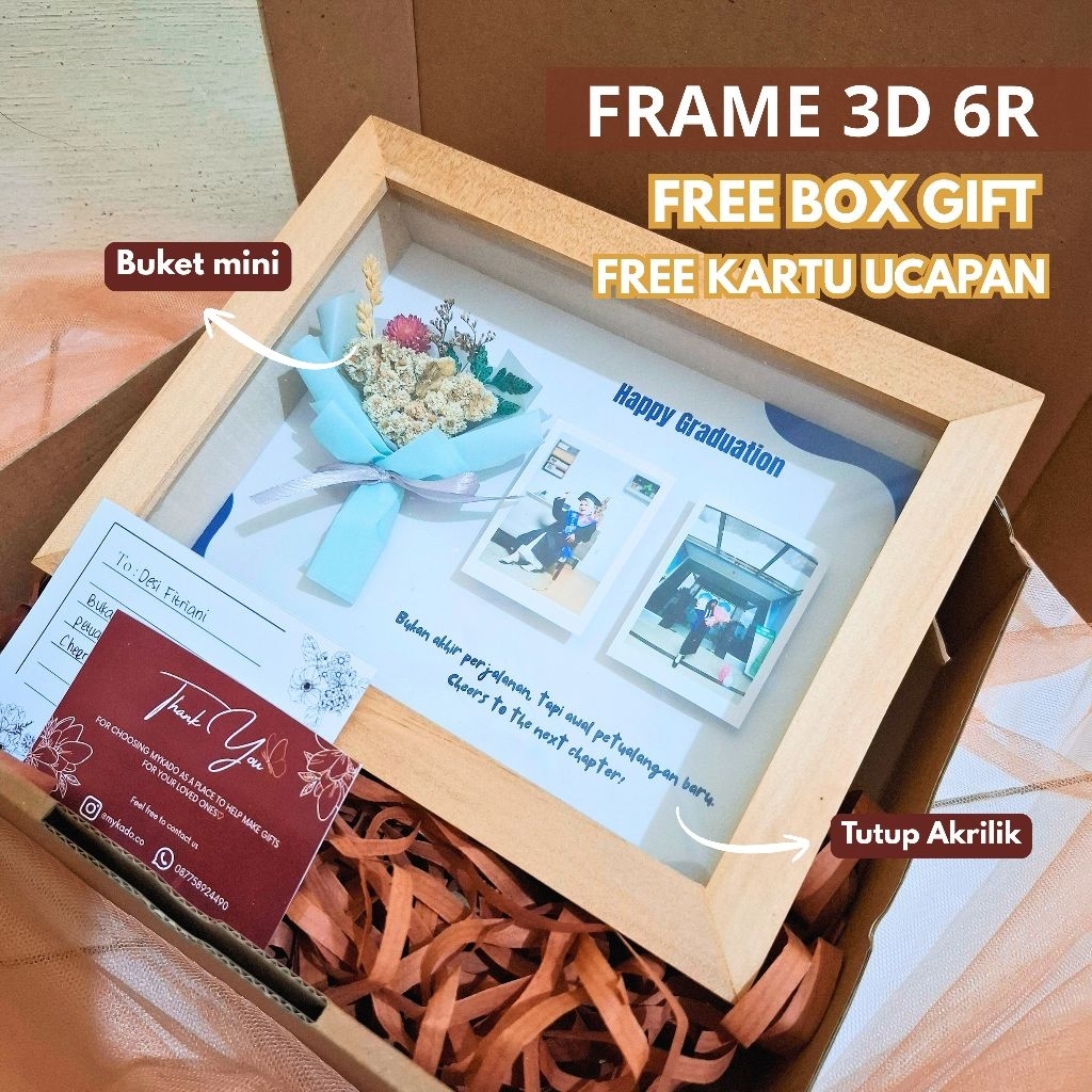NARA FRAME 3D 15x21 [FREE BOX GIFT, KARTU UCAPAN] kado wisuda, kado wedding, kado ultah, kado annive