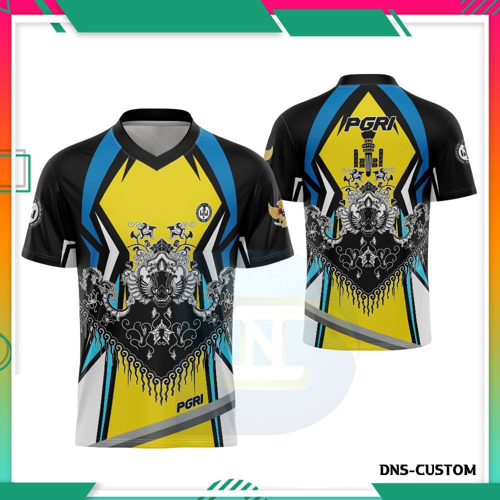 Kaos PGRI Pria Motif Batik Bahan Polyester Berkualitas