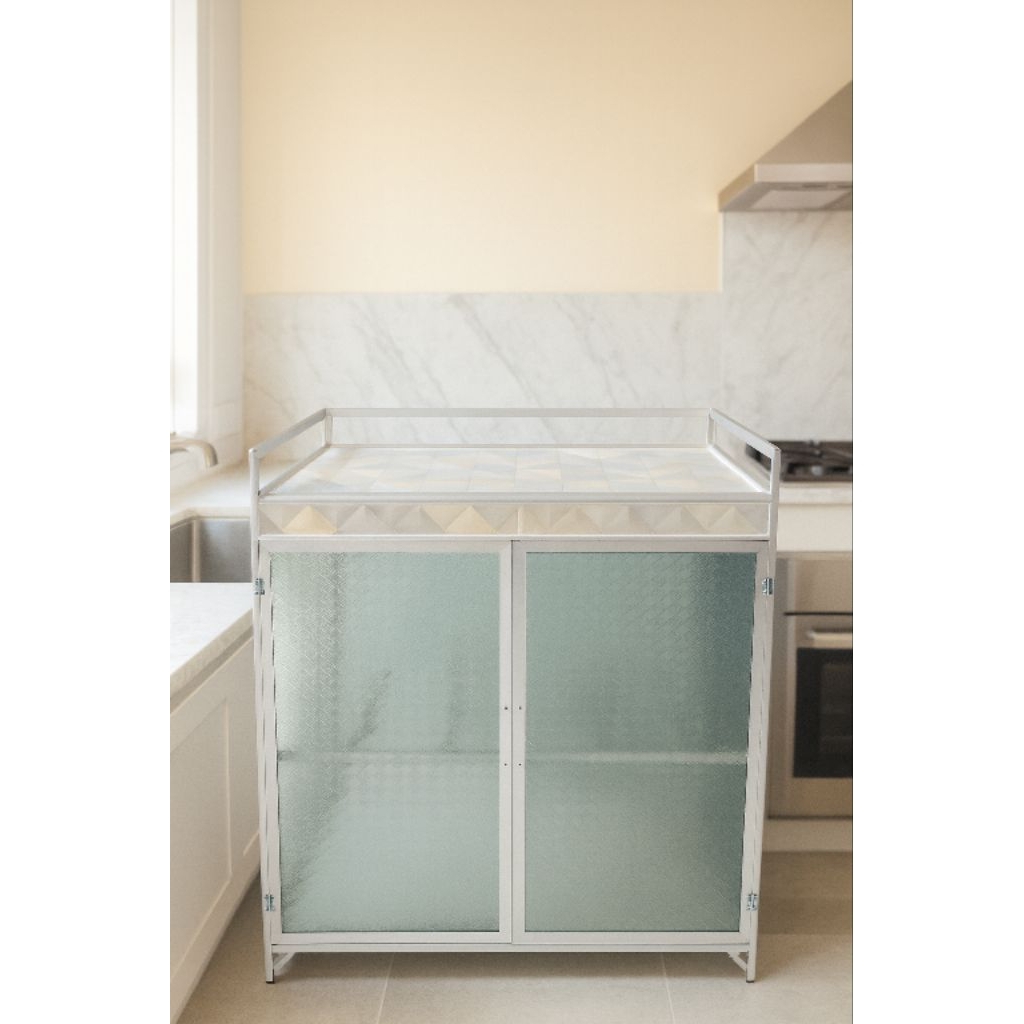 rak kompor aluminium 2 pintu minimalis