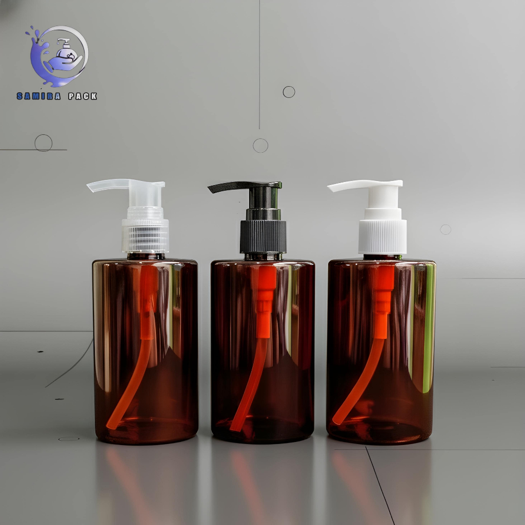 Botol Pump 250ml Coklat Amber –  Botol Kemasan Sabun Cair 250ml Plastik Pet Tebal