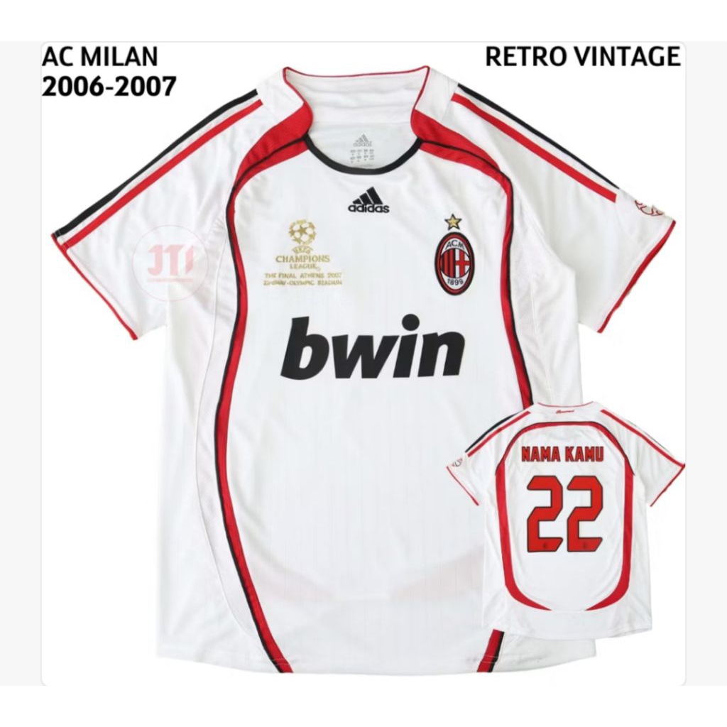 JERSEY RETRO AC MILAN AWAY FINAL UCL ATHENS 2006 2007 // JERSEY VINTAGE AC MILAN 26 27