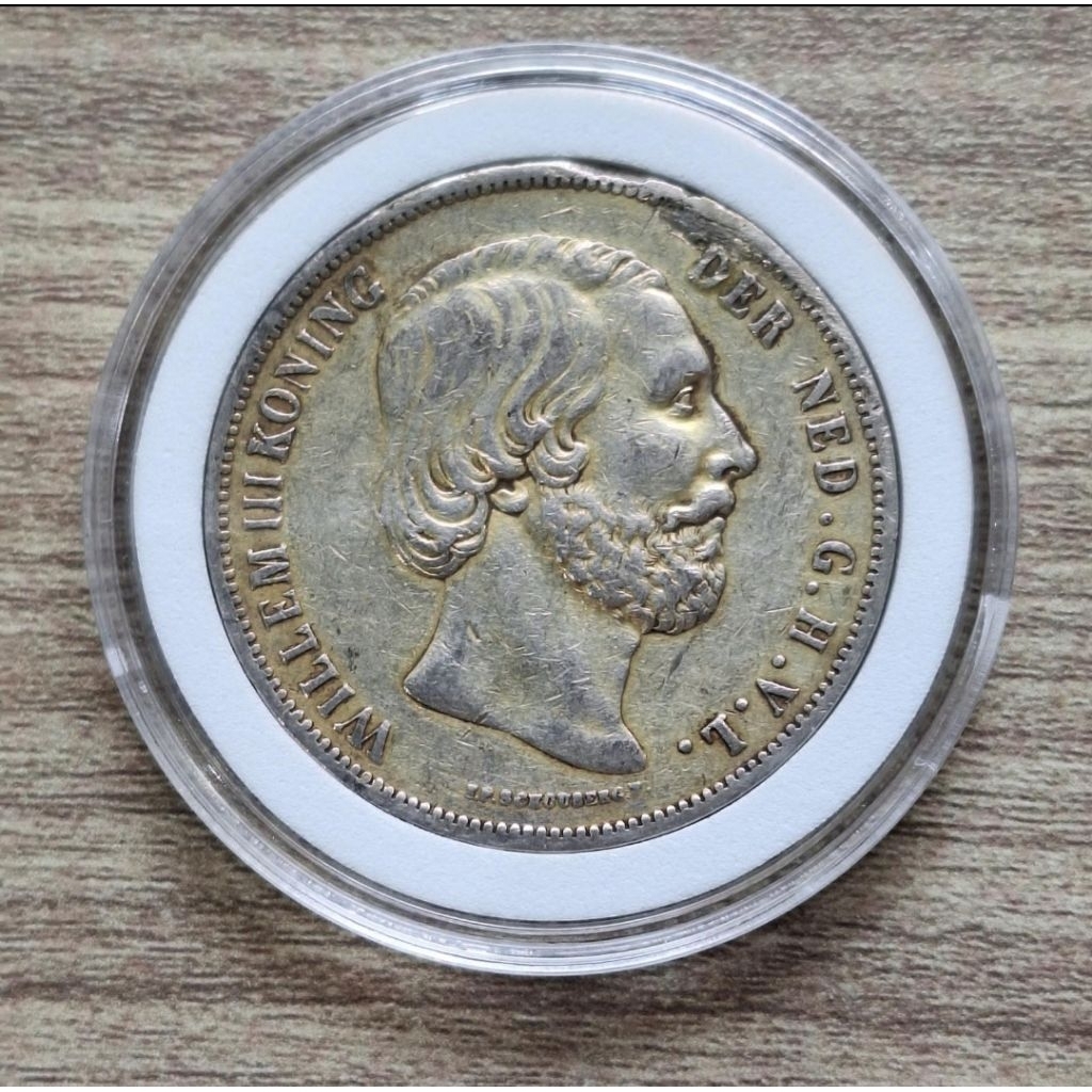 Koin Perak 2.5 Gulden Willem III tahun 1861 (Tahun Jarang)