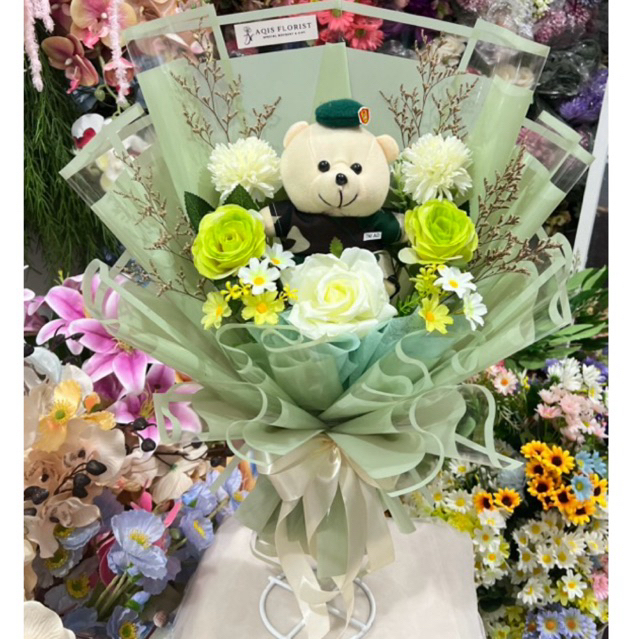 BUKET BUNGA BONEKA TNI/BUKET SNACK BONEKA TNI/BUKET BINGA TOPER TNI