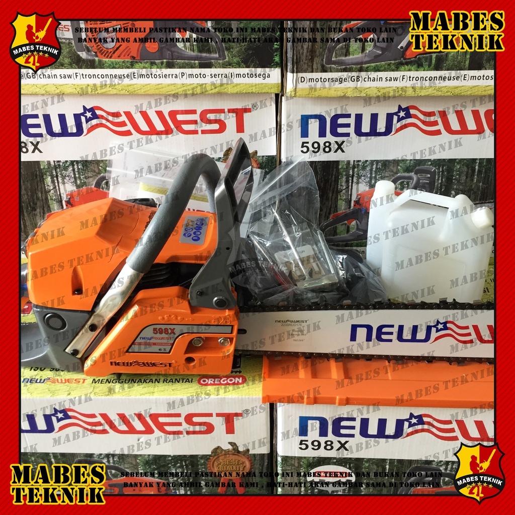 CHAINSAW NEW WEST NW 598/ NW598x - BAR 22"- MESIN POTONG KAYU+RANTAI