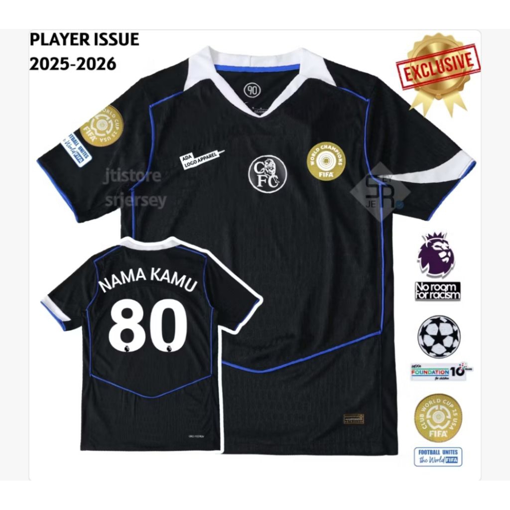 Jersey chelsea third 3rd 2025 2026 baju bola terbaru 25 26 full patch