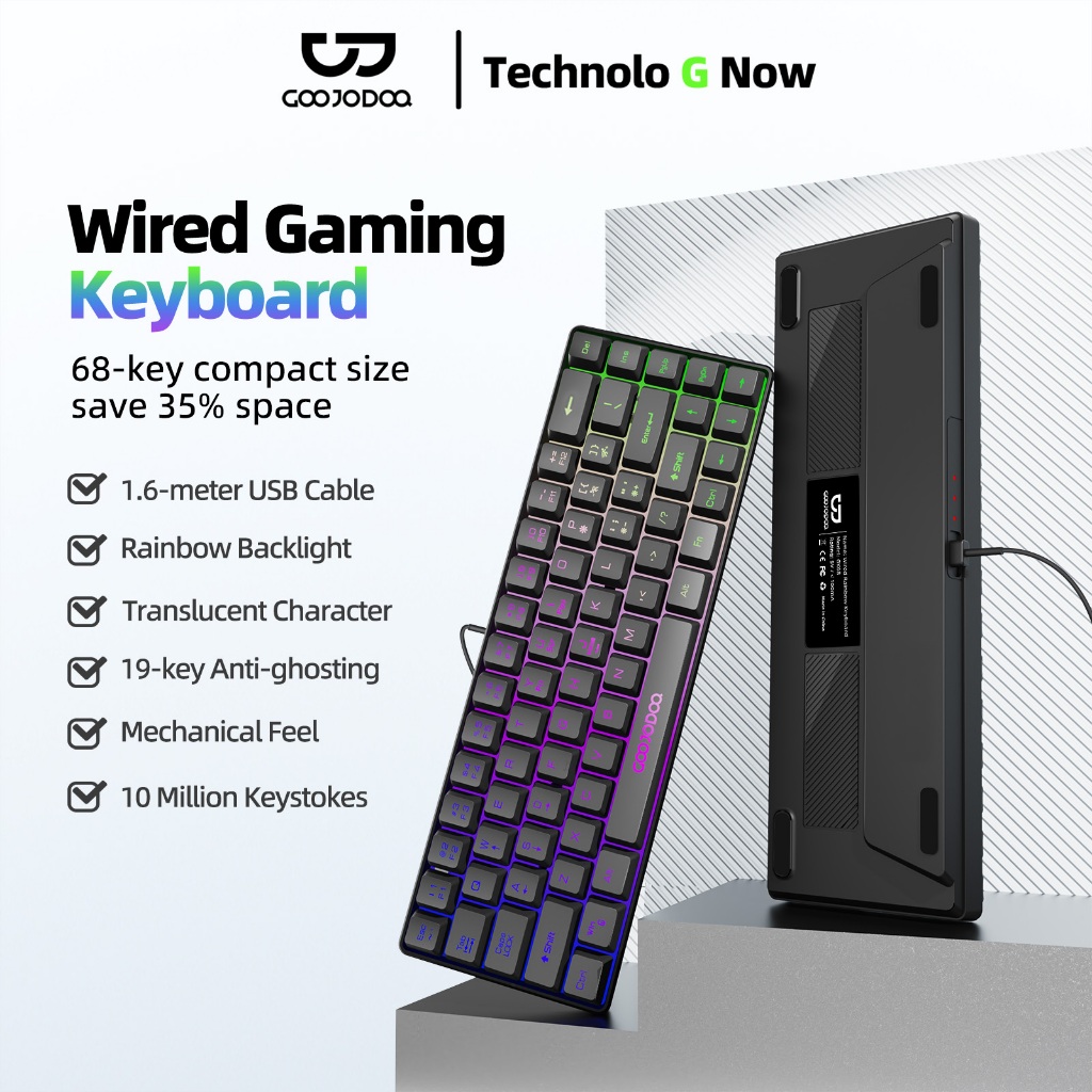 Goojodoq Mechanical Keyboard Gaming Keyboard PBT Keycaps Hot Swappable 68Keys RGB Light for PC