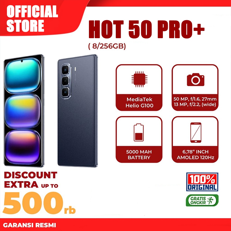 Hot 50 Pro+ Infinix 8/256GB 6.78 inch Hot 50 Pro 120Hz Amoled - 50MP - 5000 mAh - Hot 50 Pro Plus Ca