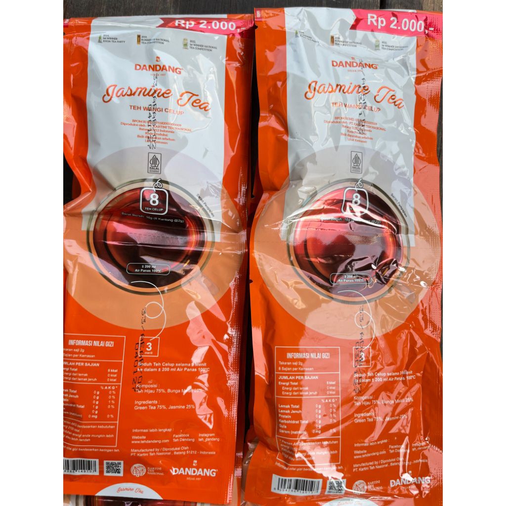 Dandang celup jasmine tea 16gr/teh celup/teh pekalongan, 1 renteng isi 10 sachet