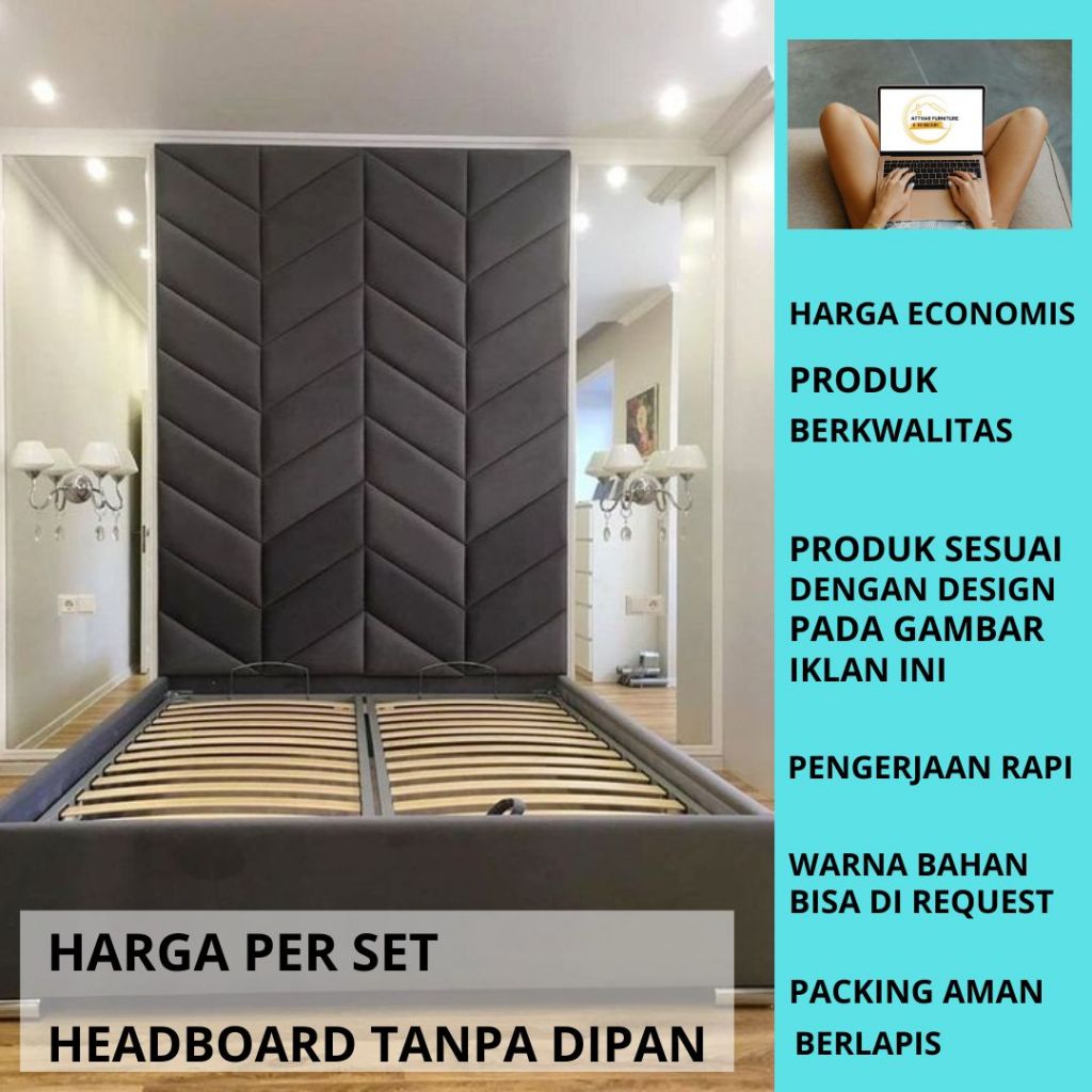 Headboard Wallpanel Dinding Tempel I Model Heringbone I Wallpaper Dinding Aesthetic