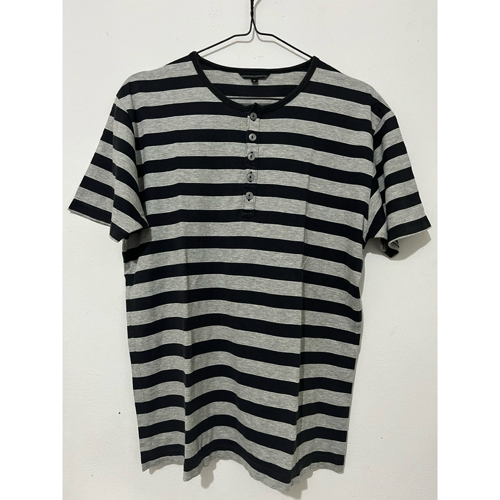UNIQLO Button Stripe T-Shirt