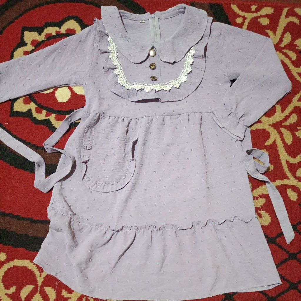 Baju tunik anak Lilac / baju anak crinkle/ baju anak Preloved