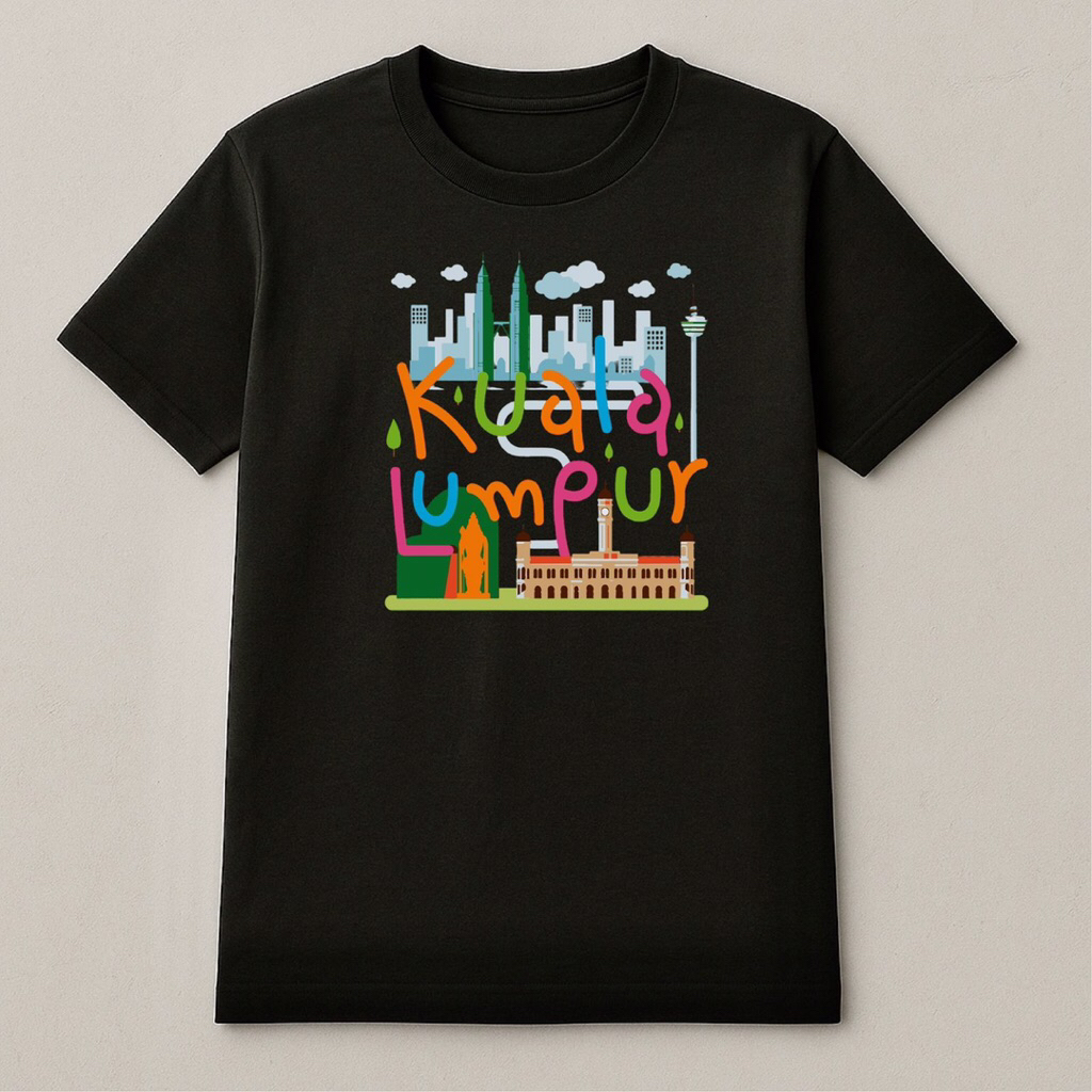 Kaos Souvenir - Kuala Lumpur - Malaysia , kaos oleh oleh Kuala Lumpur , Kaos Malaysia , size S - 3XL