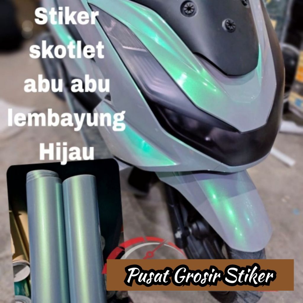 Seticker Scootlite Motor Warna Abu abu Lembayung Hijau Stiker Bunglon