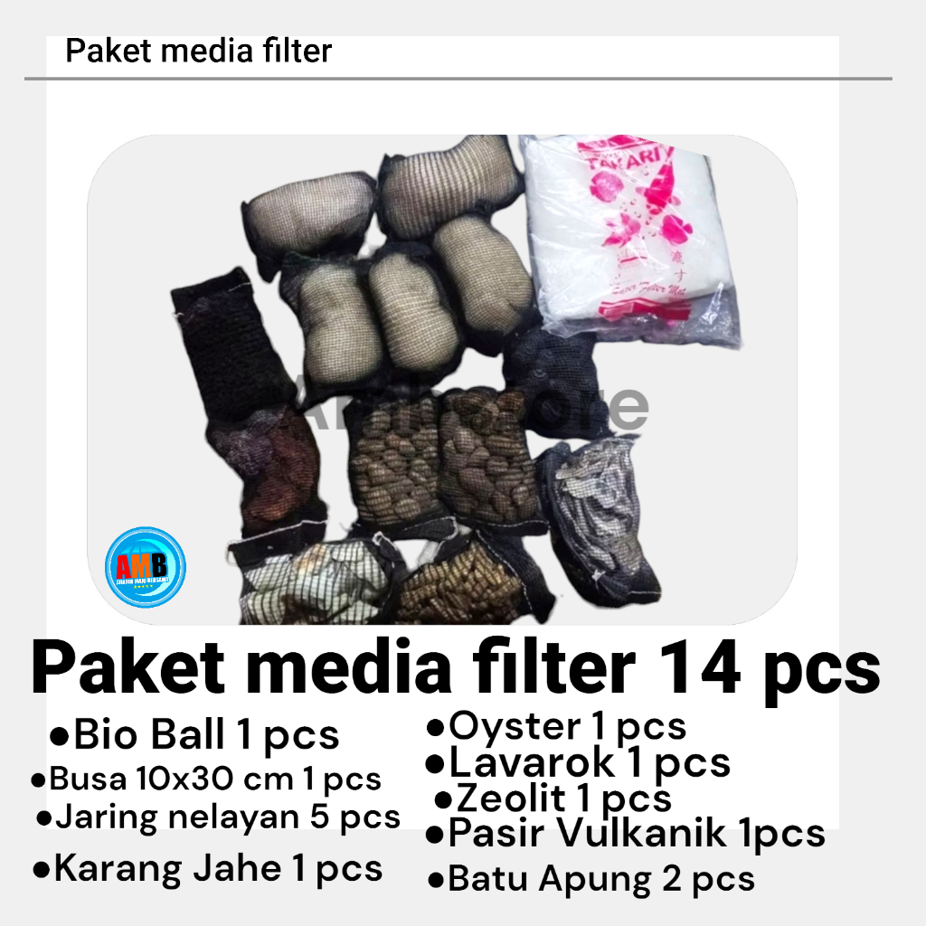 paket media filter kolam koi siap pakai isi 14pcs / paket media filter kolam koi / paket kolam koi