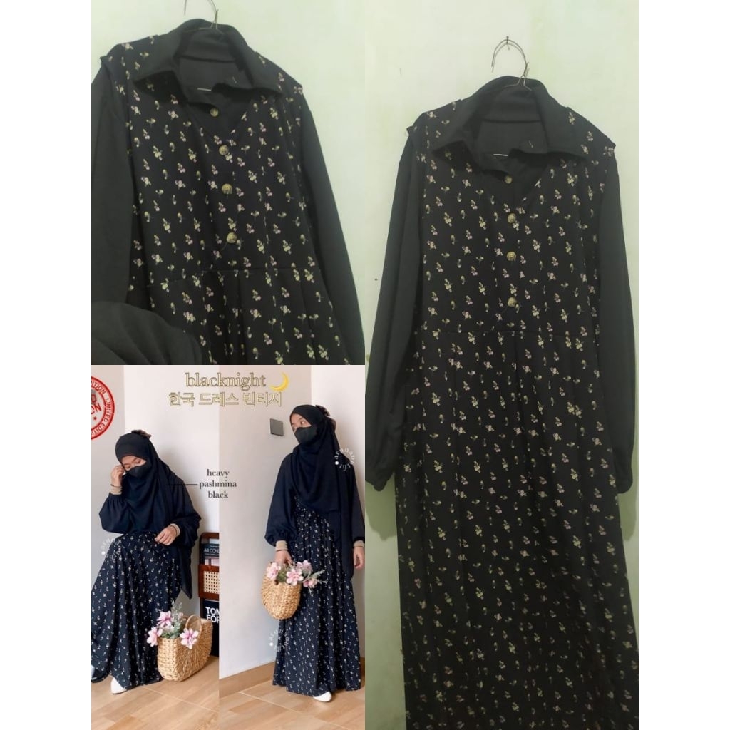 PRELOVED LIKE NEW GAMIS MOTIF BUNGA INNER OUTER