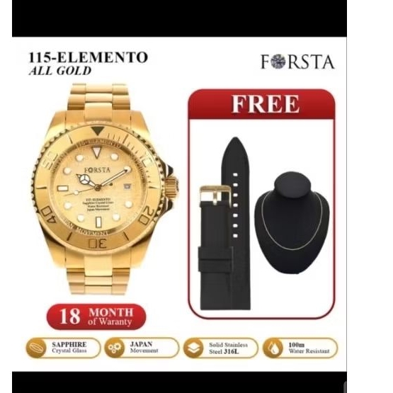 FORSTA watch jam tangan pria 115 elemento GOLD men