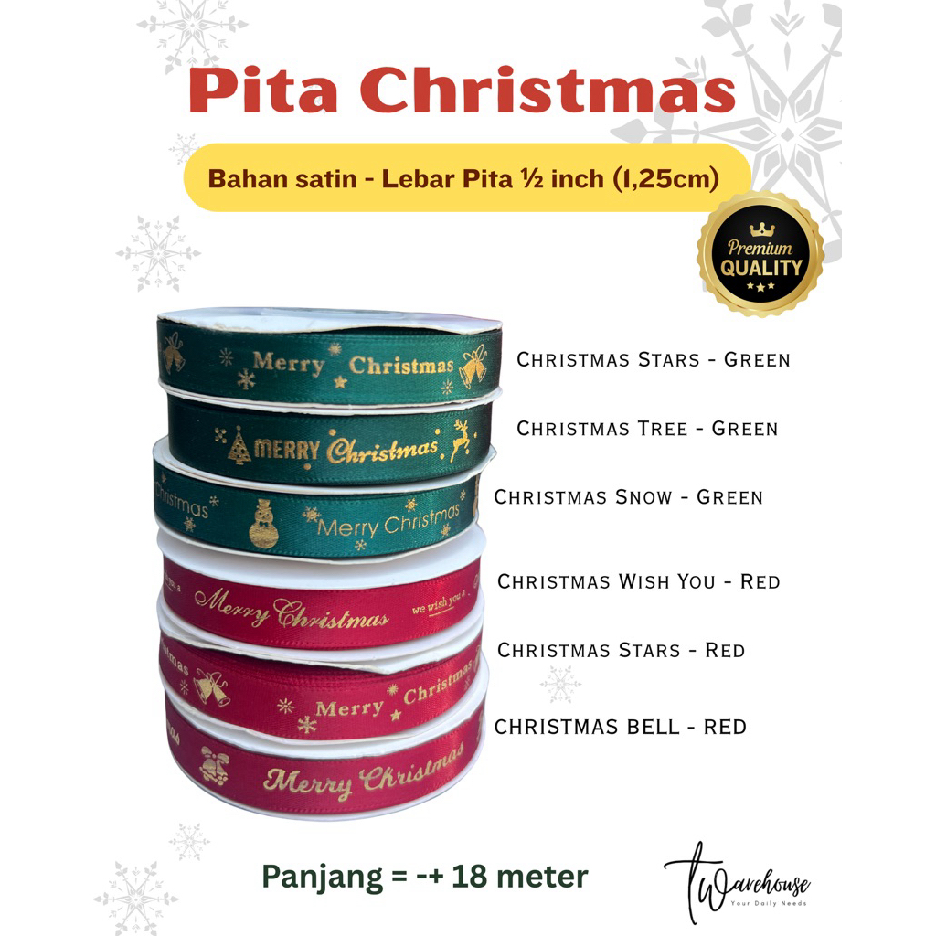 Pita Christmas / Christmas Ribbon / Pita Natal Dekorasi Hampers Hadiah Natal christmas