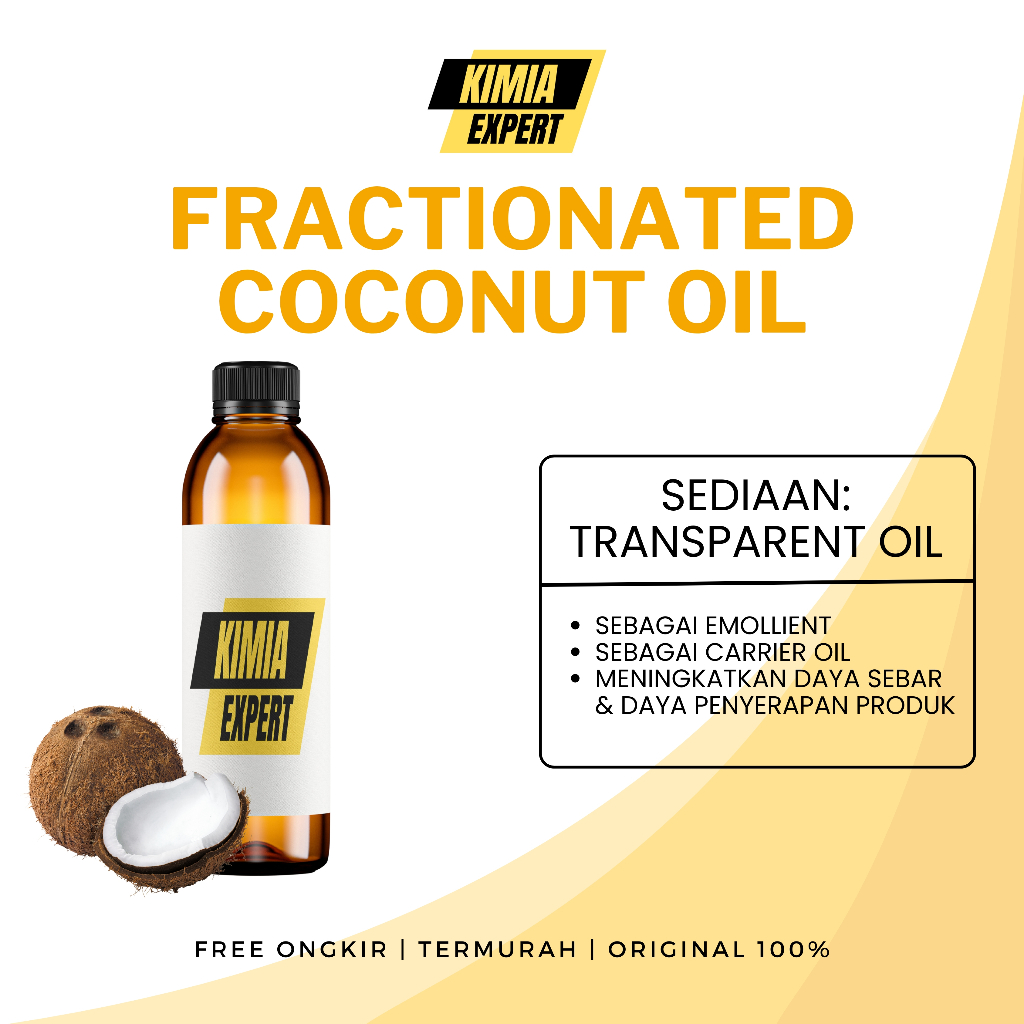 Pure Fractionated Coconut Oil FCO 100ml Minyak Kelapa Fraksinasi Asli Bahan Kosmetik Oil Minyak