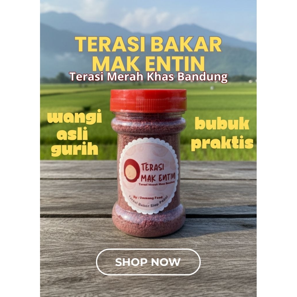 Terasi Bubuk Tabur 100 gram / Terasi Merah Bandung Asli - Wangi gurih / Terasi Bubuk / Bakar Khas su