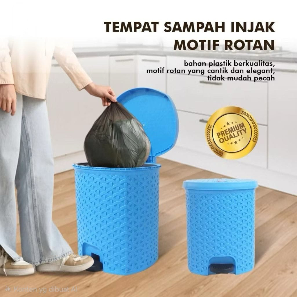 Tempat sampah injak motif rotan besar