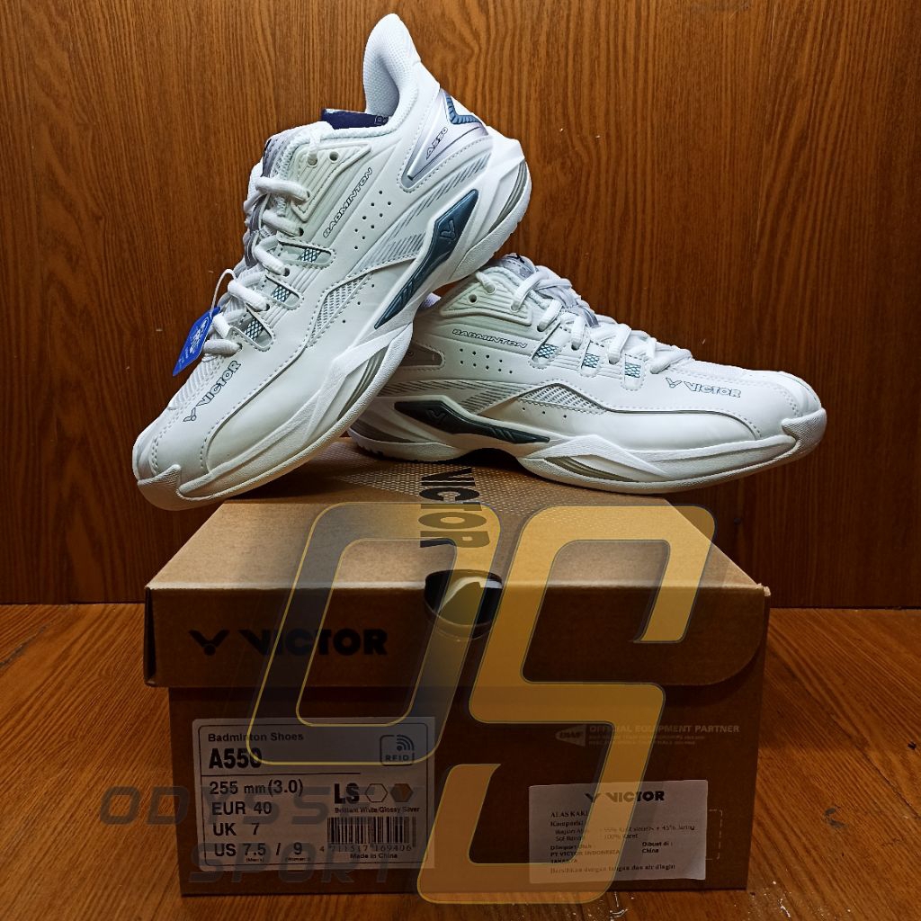 Sepatu Badminton VICTOR A550 (Briliant White/Glosy Silver) 100% ORIGINAL