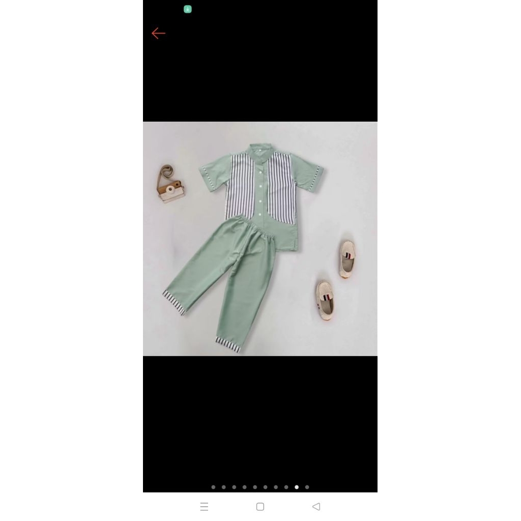 baju Koko hijau mint anak ld 70-72, 5-7tahunan, baru