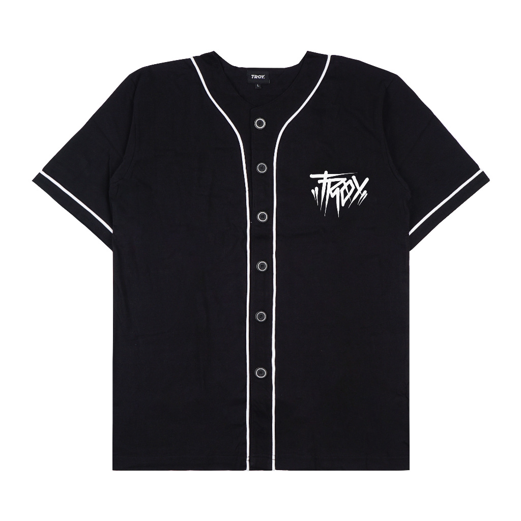 Troy Company Jersey Baseball Tshirt Black Clockwork Owl - Kaos Jersey Baseball Hitam BT 2196