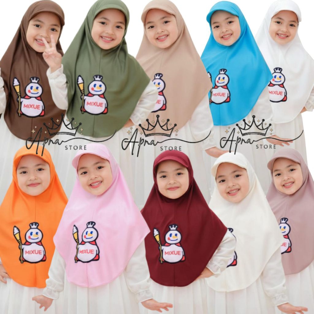 Kerudung Anak TK/Kerudung Anak SD/HIJAB ANAK JILBAB TOPI (JILTOP) MIXUE/Hijab Anak Apna.store Cocok 