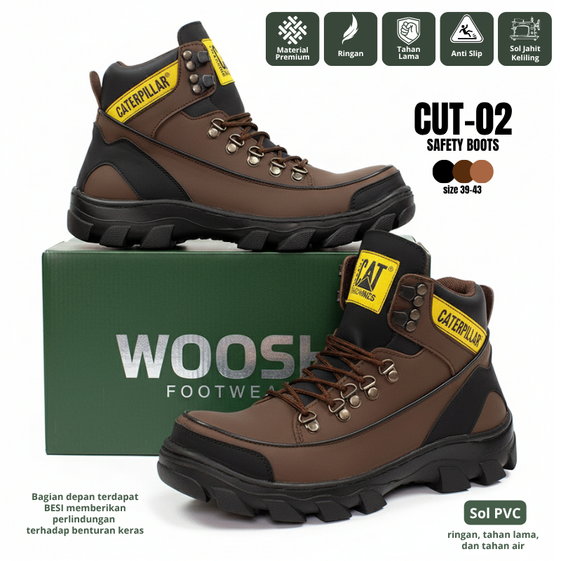 Sepatu Safety Pria Boots Ujung Besi - Shoes Safety  Tracking Adventure -WOOSH FOOTWEAR