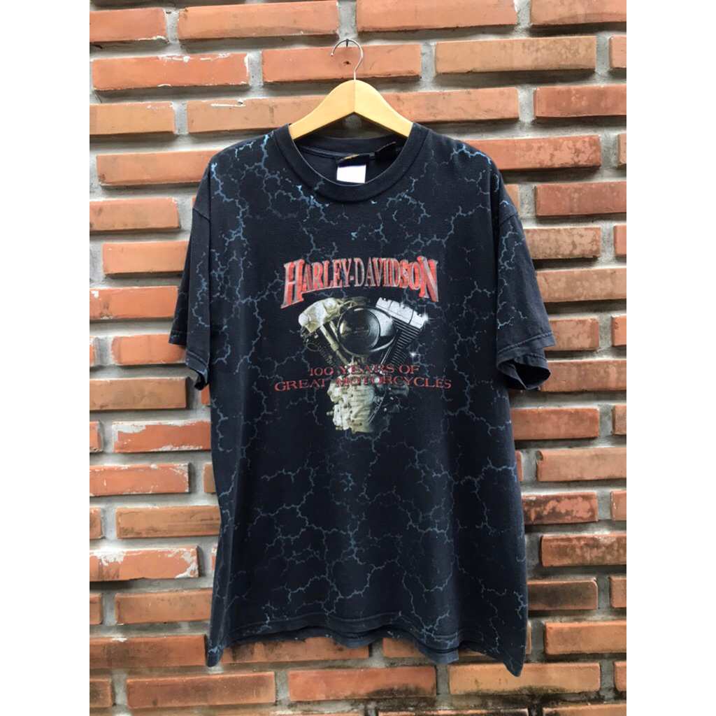 Tshirt Harley Davidson Lightning Thunder AOP  100 Year Anniversary