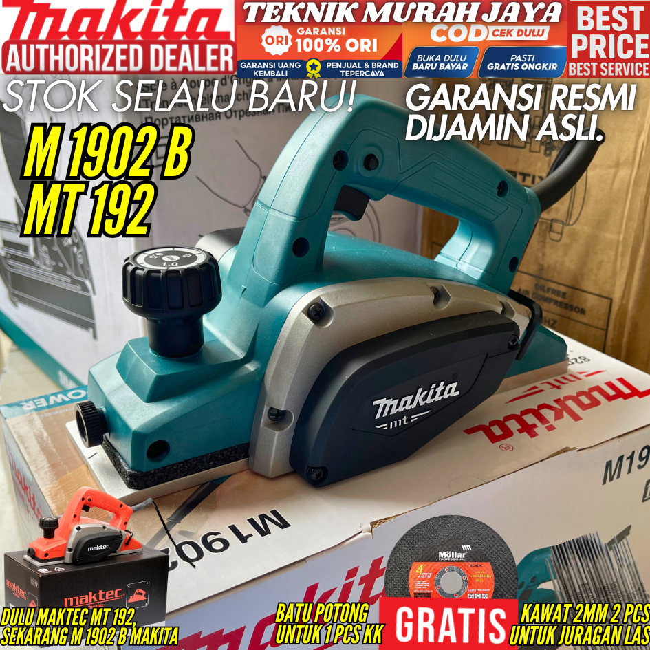 MAKTEC MT192 Makita M1902B Mesin Planer Pasah Serut Ketam Listrik Planner 450 Watt ASLI ORI MT 192 M