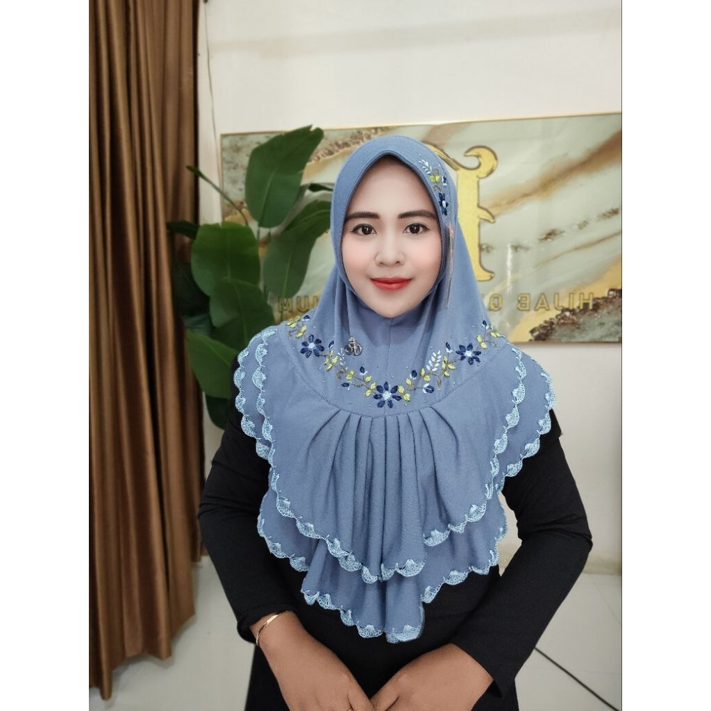 HIJAB FO NATIA DUA LAYER SULAM KIPAS CANTIK