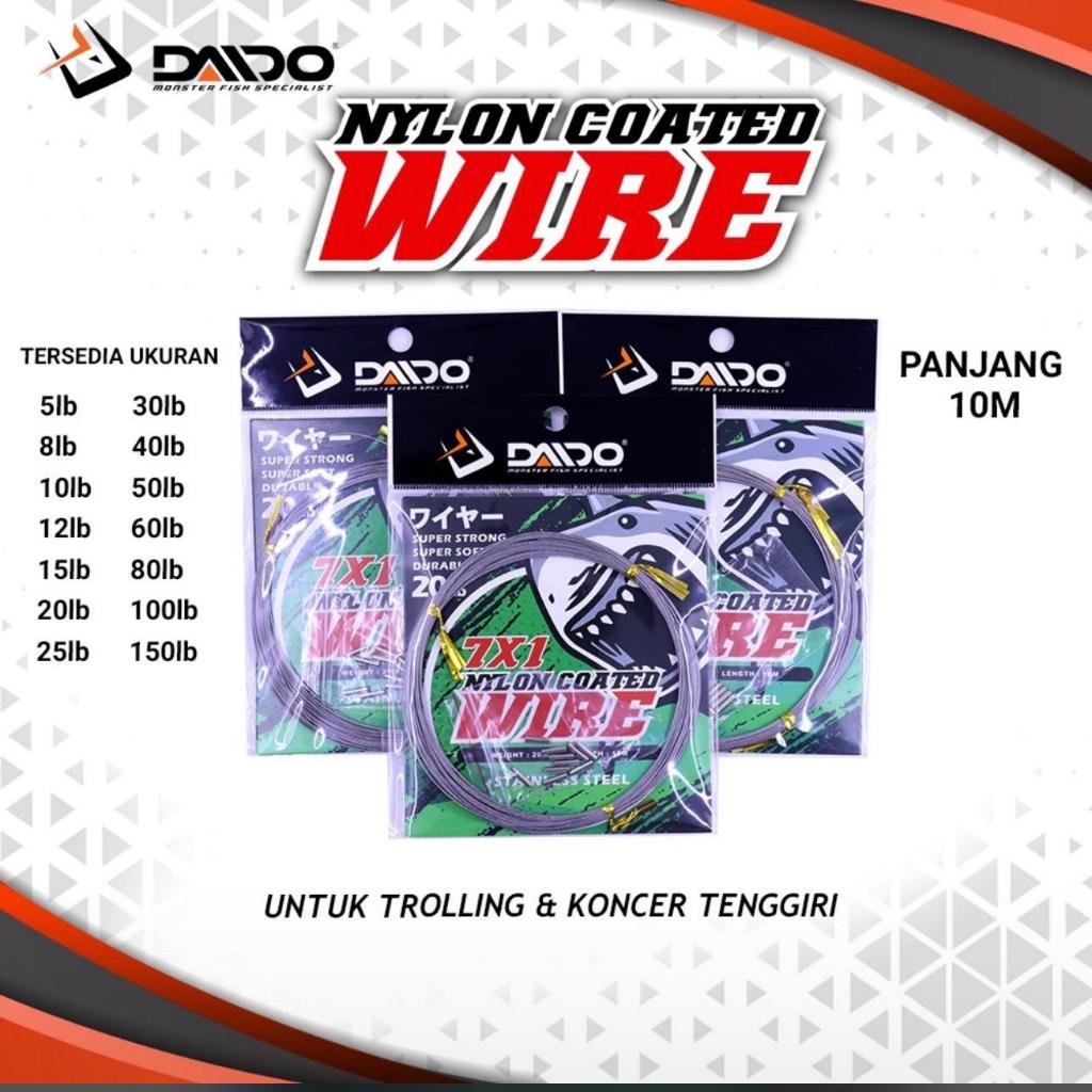 KAWAT PANCING NEKLIN DAIDO 1X7 SERABUT PLUS KLEM PANJANG 10 Meter Ukuran 6 Sampai 25lb