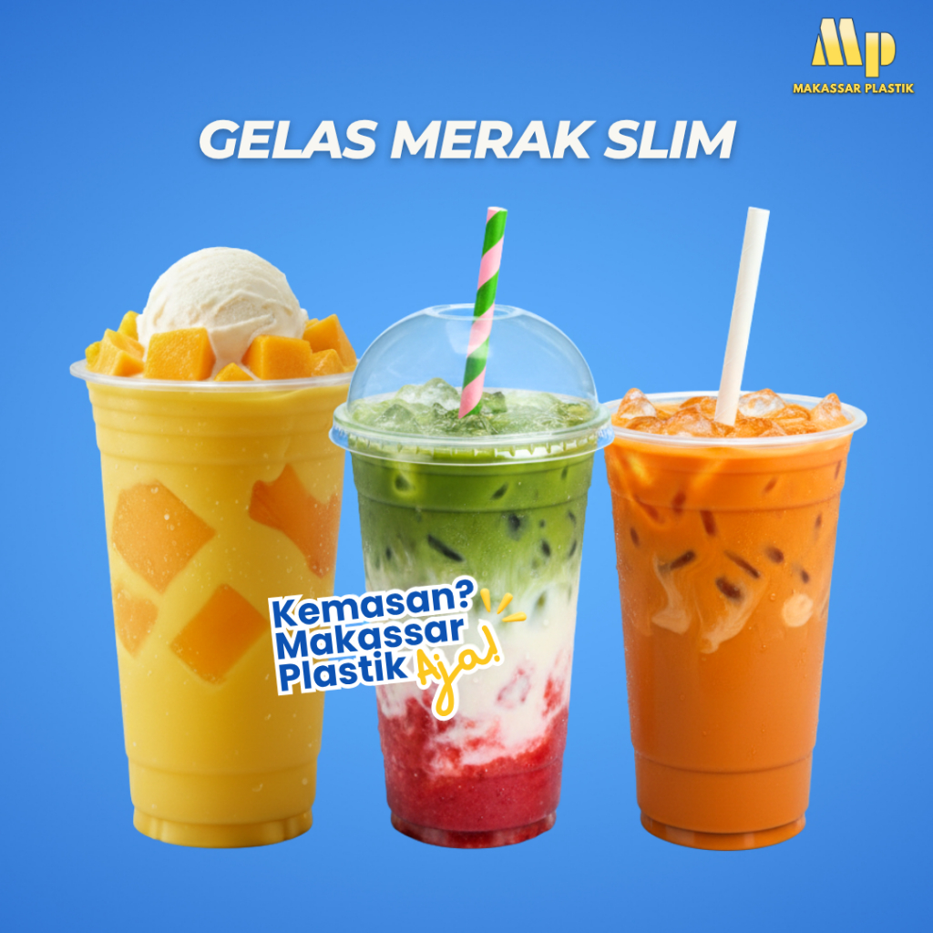 GELAS MERAK SLIM 18 & 22 OZ / GELAS MINUMAN / GELAS PLASTIK MINUMAN @ 50 PCS