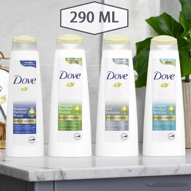 DOVE Serum Sampo Shampo Shampoo 290 ml Rambut Berkilau Rusak Rontok Ketombe