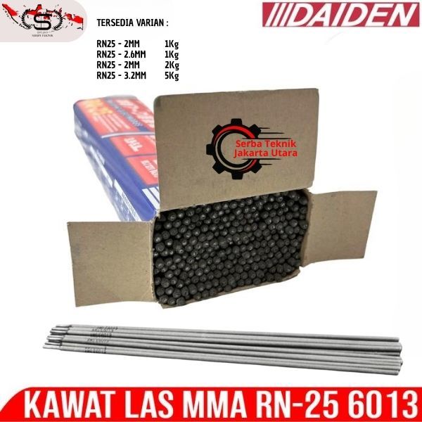 Daiden Kawat Las MMA RN-25 E6013 / Kawat Electrode Daiden RN-25 E6013 2mm 2.6mm 3.2mm 1kg 2kg 5kg