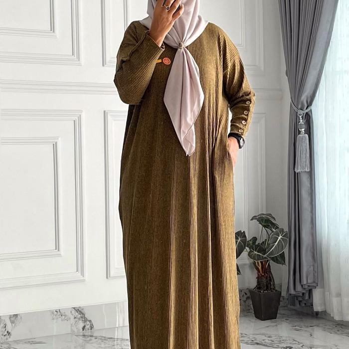 Gamis Inara Terbaru Kekinian Bahan kaos knit Full