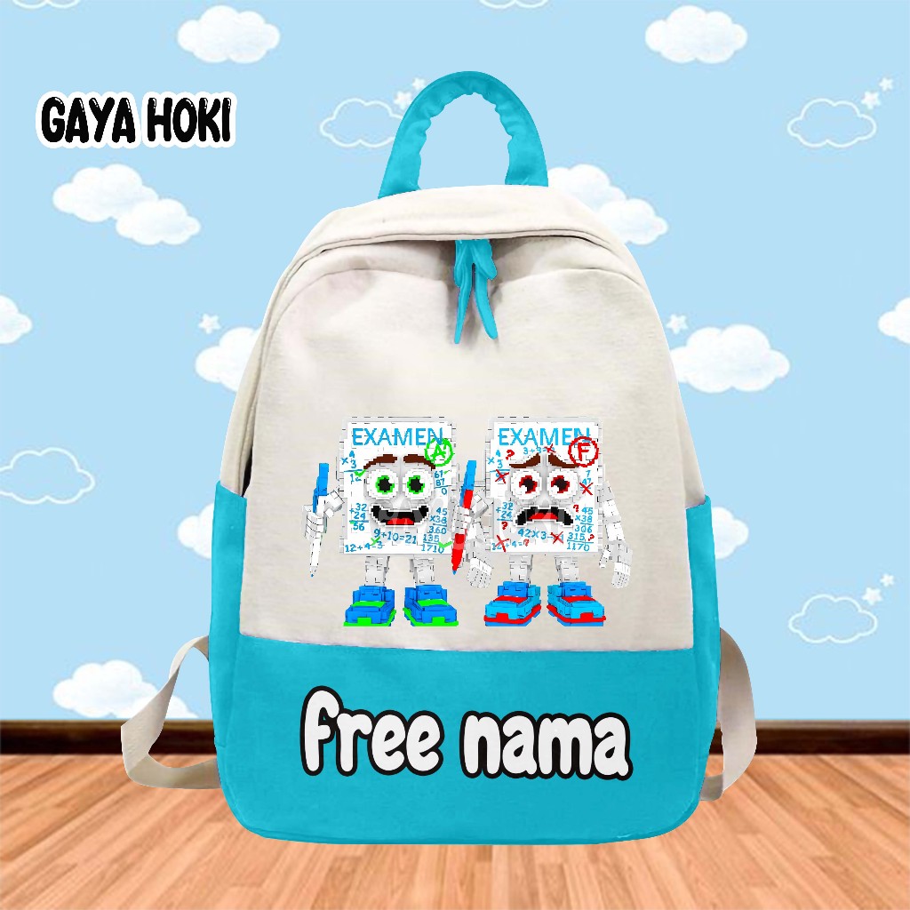 [FREE NAMA] Tas Ransel Tas Anak Sekolah TK/SD Gambar Brainrot Examen Steal A Brainrot