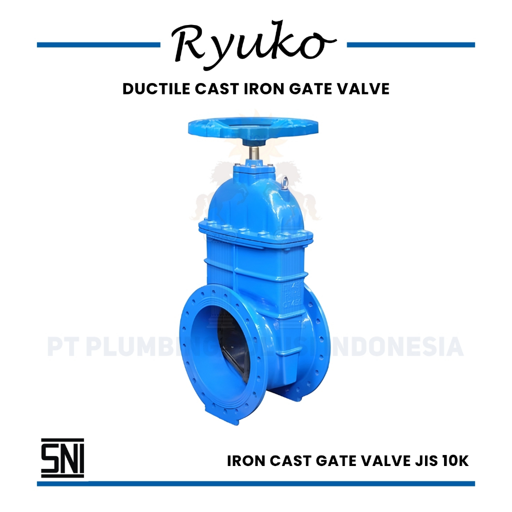 Ryuko Ductile Cast Iron Gate Valve 12 Inch / 300 mm JIS 10K PN16 (Non Rising Stem)