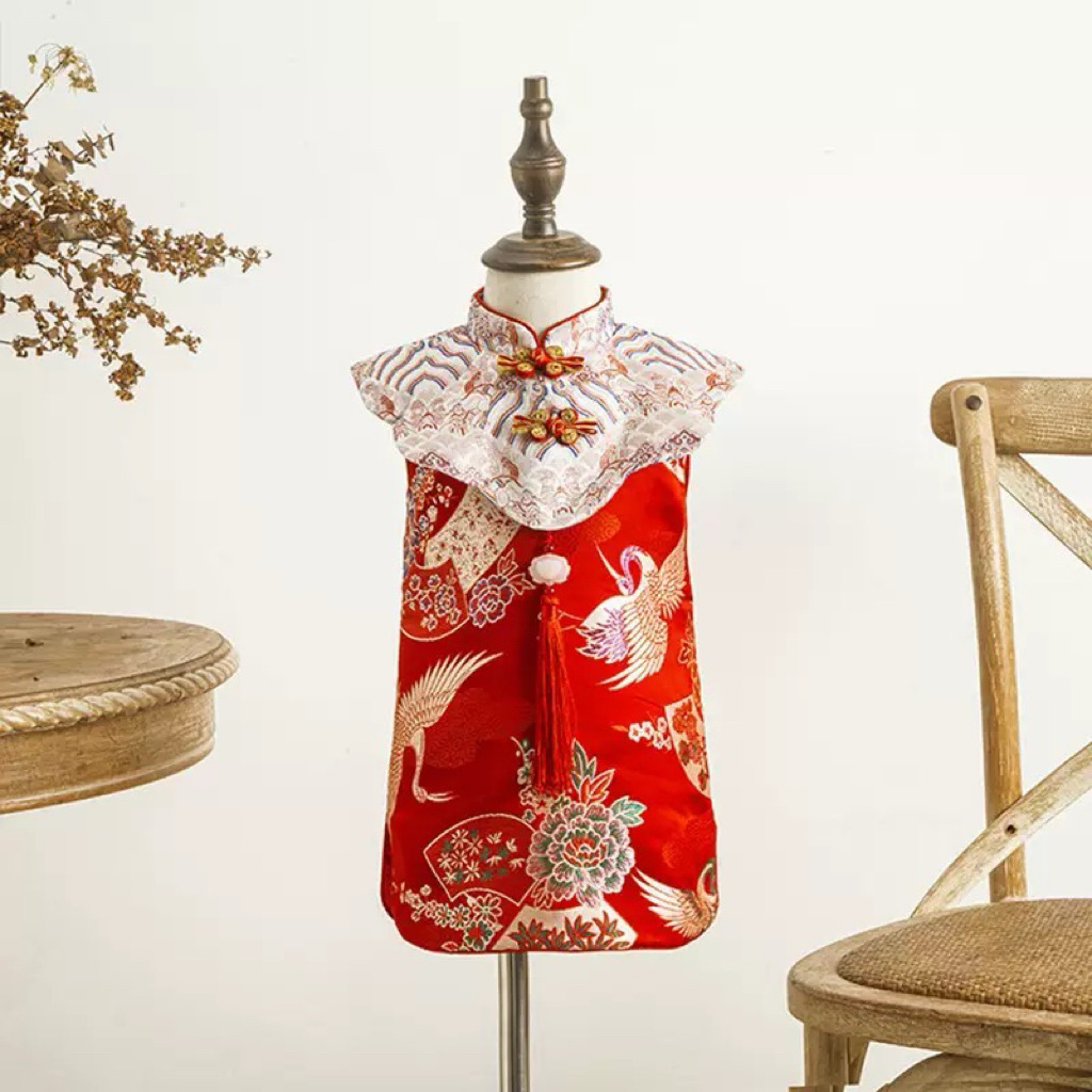 Kiyomi Red Cheongsam/ Cheongsam Anak Perempuan/ Dress Imlek Anak Perempuan/ Cheongsam Premium Anak/ 