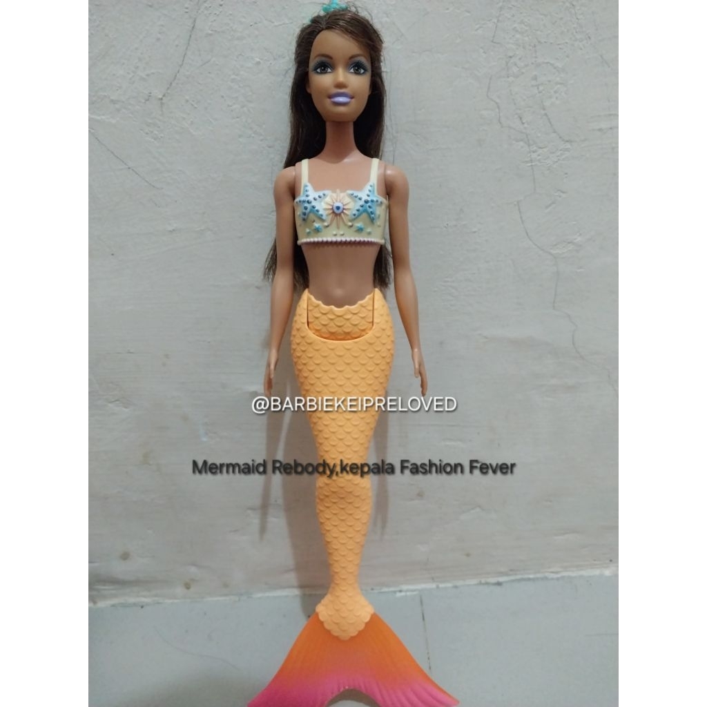 preloved barbie mermaid rebody kepala fashion fever teresa