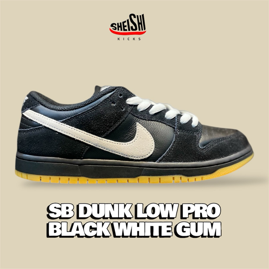 Sepatu Sneakers Pria SB Dunk Low Pro Black White Gum
