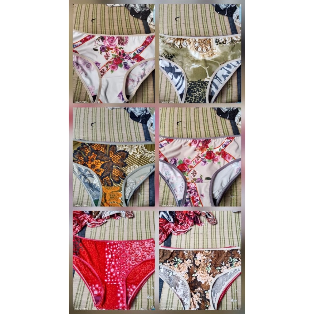 1 pcs cd wanita/ cd wanita motif bahan jersy /cd wanita motif random bahan lembut cd wanita murah