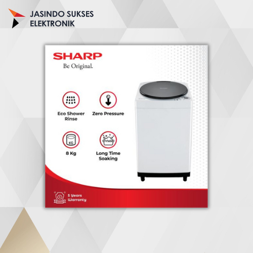 MESIN CUCI SHARP 1 TABUNG  8KG ESM 809 TGG / ES M809T GG / ESM809T