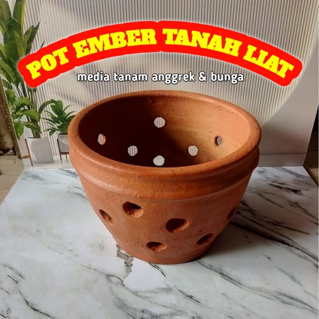 [GERABAH] POT EMBER // POT ANGGREK // POT BUNGA // VAS BUNGA TANAH LIAT ALAMI MURAH MERIAH WARNA MER
