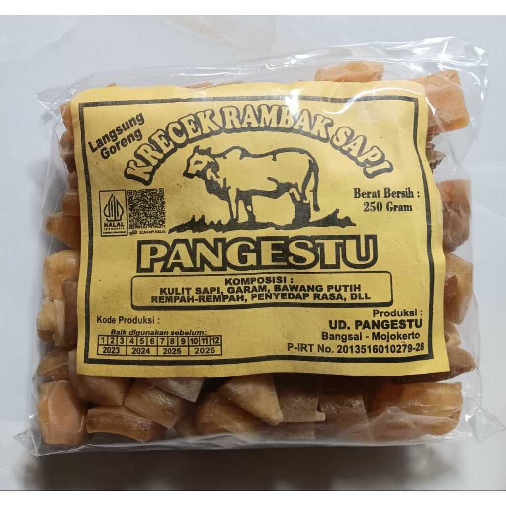 Kerupuk Rambak Sapi/Krecek Rambak Sapi Mentah Kotak Dadu 250 Gram