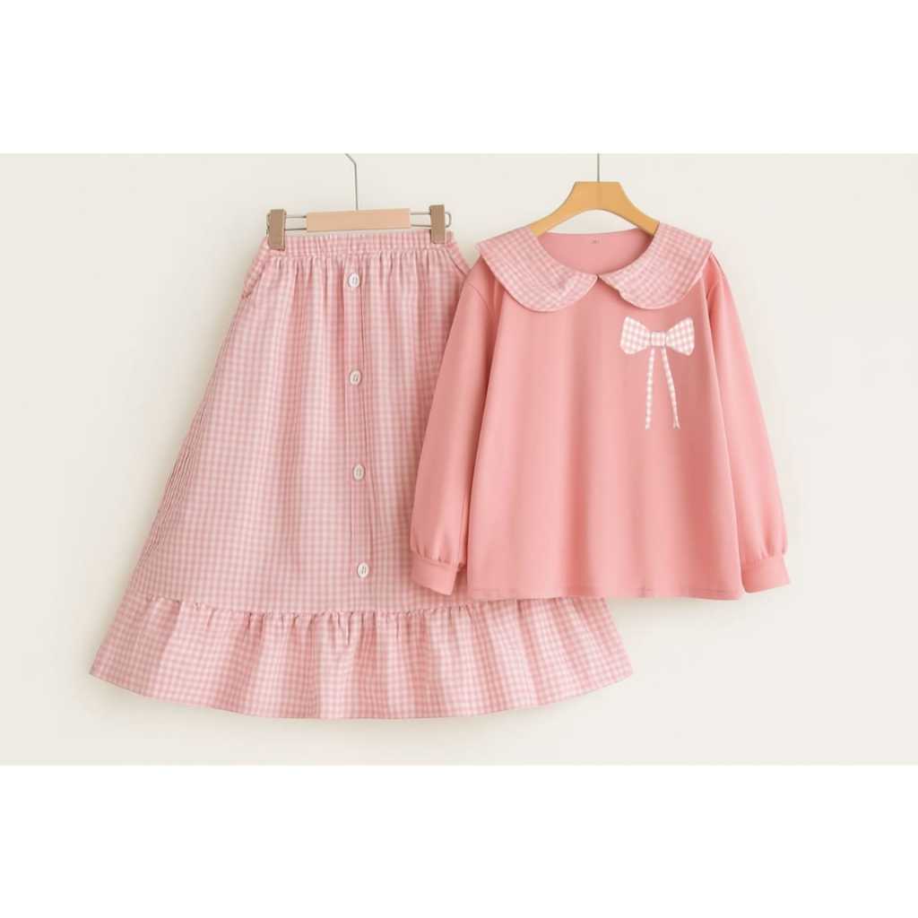 Baju Lebaran Anak Perempuan 2026 Stelan Tanggung 8-9Thn Satuset Bju Anak Lbaran Tunik Pakaian Ngaji 